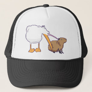 Casquette Pelican essaie de manger Capybara Funny Cute Kawai
