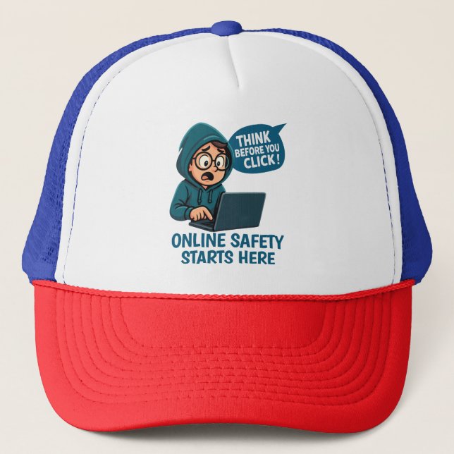 Casquette Pensez avant de cliquer - Sensibilisation à la séc (Devant)