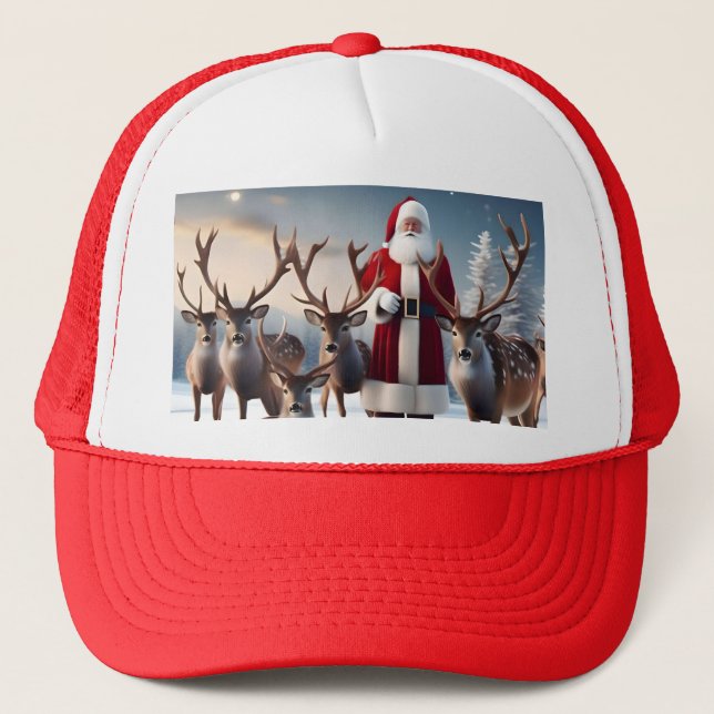 Casquette Père Noël Avec Ses Rennes, (Devant)