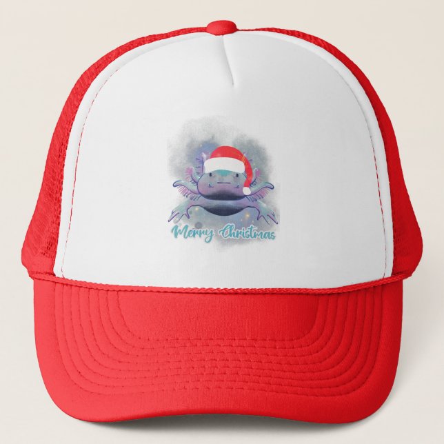 Casquette Père Noël Axolotl - Design de Noël spatial (Devant)
