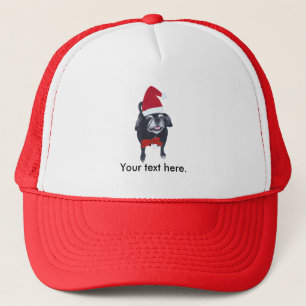 Casquette Père Noël Carlin Chien Red Bow Votre texte Casquet