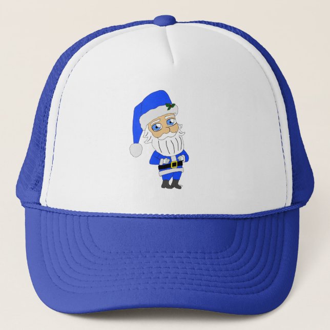 Casquette Père Noël en costume bleu Chibi (Devant)