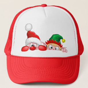Casquette Père Noël et Elfe Mignon et drôle de dessin animé 