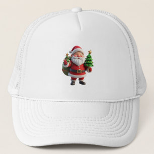 Casquette Père Noël festif tenant un arbre de Noël