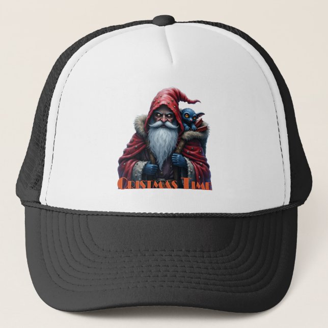 Casquette Père Noël Frostbite et son elfe de malice. (Devant)