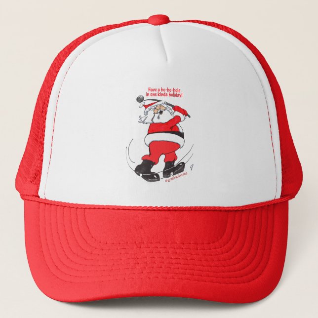 Casquette Père Noël jouant au golf des cadeaux de Noël (Devant)