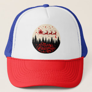 Casquette Père Noël Sleigh Joyeux Noël Forêt Scène Art"