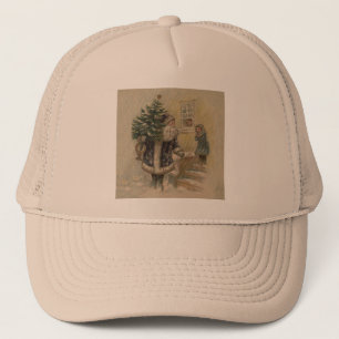 Casquette Père Noël Vintage Neige Arbre de Noël