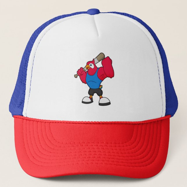 Casquette Perroquet au baseball avec batte de baseball (Devant)