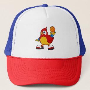 Casquette Perroquet comme joueur de basket-ball avec basket-
