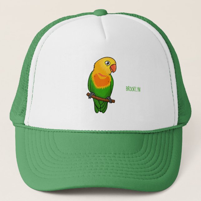 Casquette Perroquet de caricature mignon lovebird (Devant)