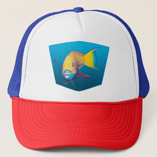 Casquette Perroquet - Fond dégradé bleu design |  (Devant)