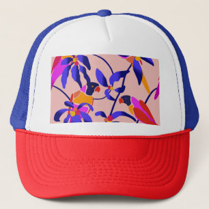 Casquette Perroquets Vintages roses : Illustration Exotique