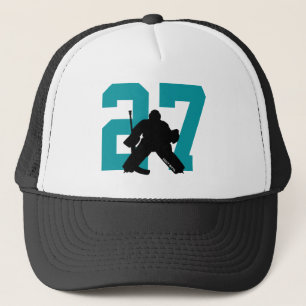 Casquette Personalized Custom Hockey Goalie Number Teal