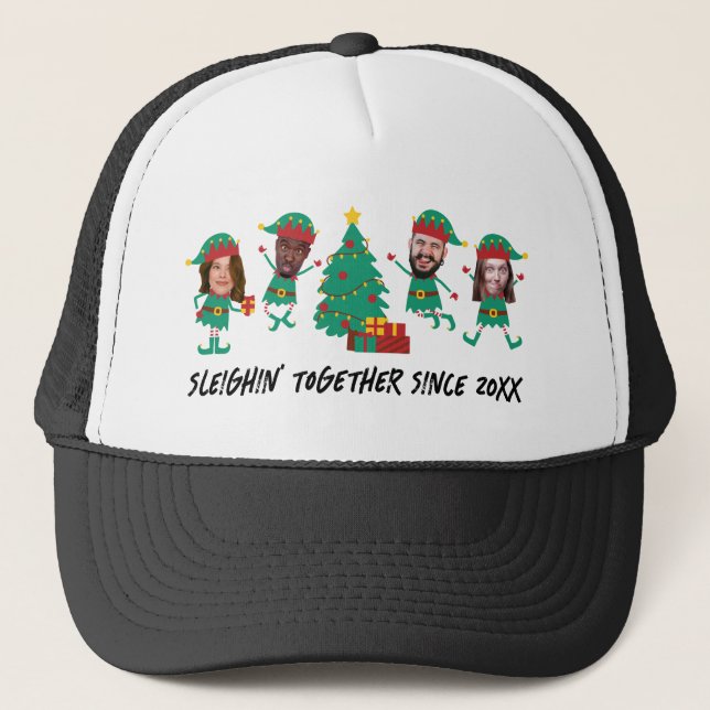 Casquette Personalized Funny Face Photo Christmas Elf (Devant)