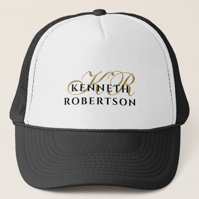 Casquette Personalized Monogram Gold Black Minimalist Simple (Devant)