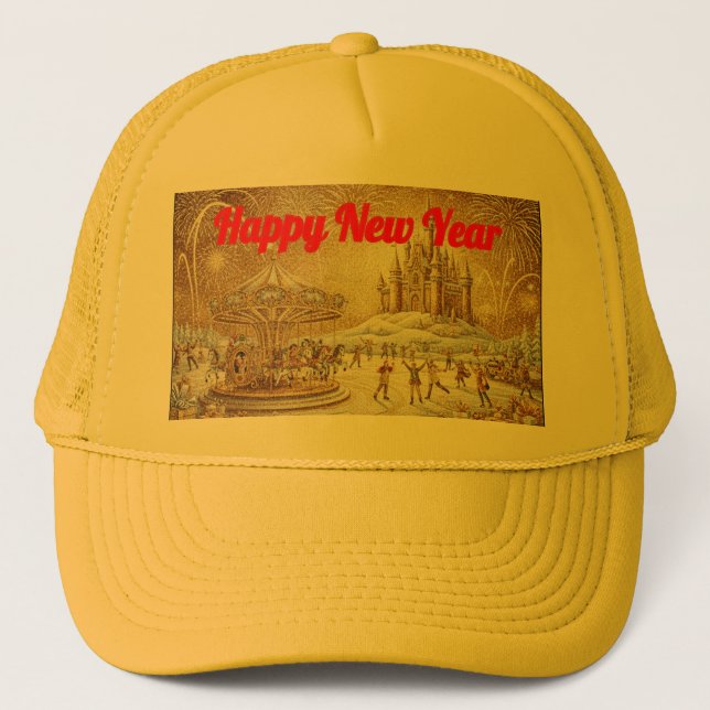 Casquette Personalized New Year Holiday gold Yellow Hat (Devant)