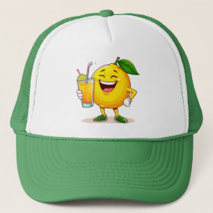 Casquette Personnage de dessin animé Happy Lemon tenant du j