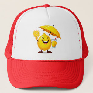 Casquette Personnage de dessin animé Happy Lemon tenant du j