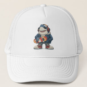 Casquette Personnage de requin hip hop de dessin animé avec