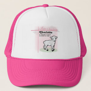 Casquette Personnalisable, Baptême, Rose, Fille, Agneau