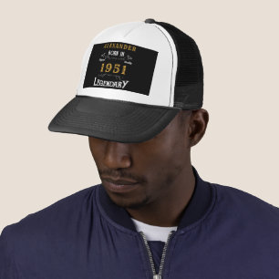Casquette Personnalisé 70e anniversaire Né 1951 Noir Vintage