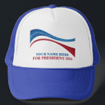 Casquette Personnalisé Ajouter votre propre candidat à la pr<br><div class="desc">Customisez votre propre casquette de campagne politique en ajoutant votre propre nom ou un autre politicien sous ce drapeau artistique américain en rouge,  blanc et bleu. Ajoutez un nom personnalisé pour président en 2024.</div>