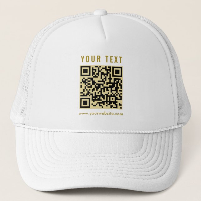Casquette Personnalisé Élégant Scan Me QR Code Modèle Or Bla (Devant)