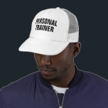 Casquette Personnalisé Gras Texte Mens Personal Trainer Base<br><div class="desc">Ajouter Image Entreprise Logo Grand Gros Gras Police Texte Ici Moderne Elégant Modèle Hommes Unisex Black White Baseball Casquette / Personal Trainer Trucker Chapeau.</div>
