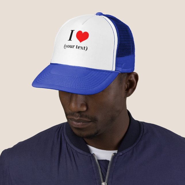 Casquette PERSONNALISÉ! I Coeur Chapeau Trucker - Blanc et R (En situation)