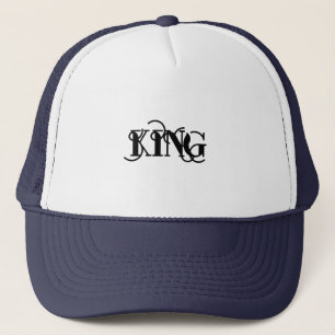 Casquette Personnalisé Nom KING Style Blanc & Marine Élégant