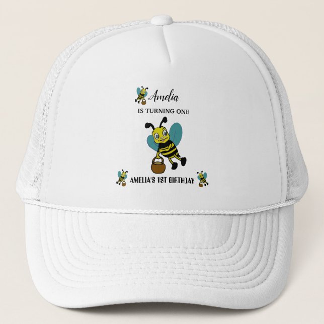 Casquette Personnalisé thème de l'abeille 1er fête d'anniver (Devant)