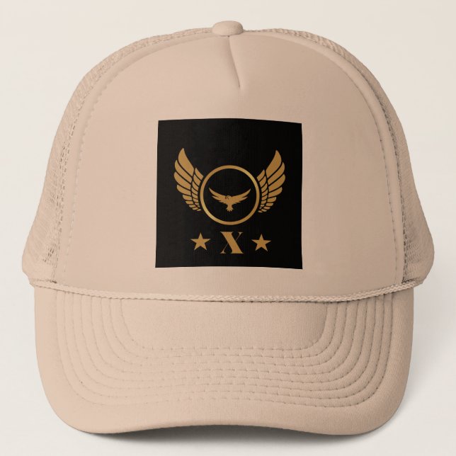Casquette Personnalisé X Imprimé initial Ailes d'aigle d'or  (Devant)
