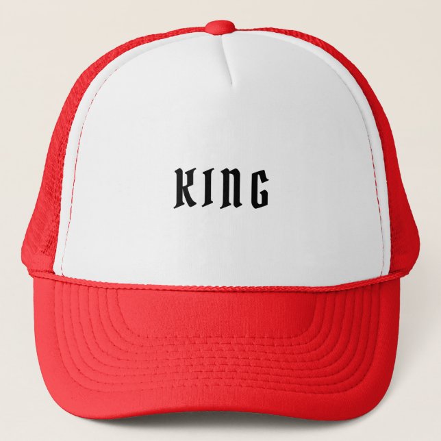 Casquette personnalisée roi texte nom Blanc et Rou (Devant)