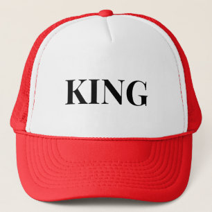 Casquette personnalisée roi texte nom Blanc et Rou