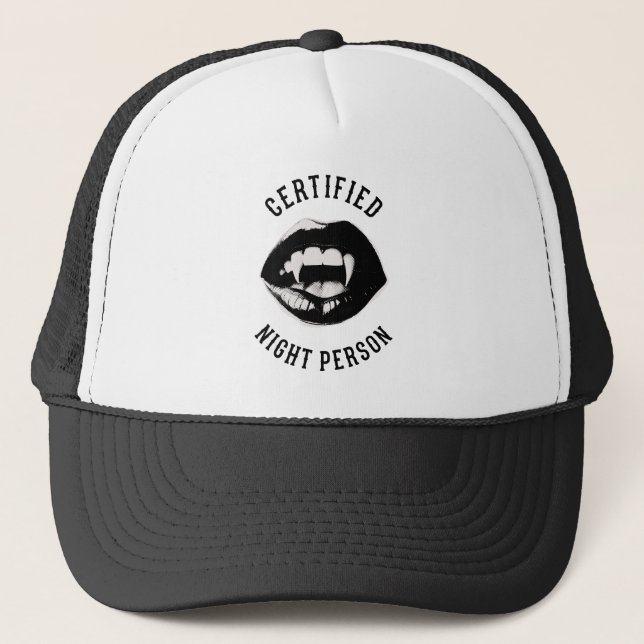 Casquette Personne de nuit certifiée vampire  (Devant)