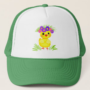Casquette Petit canard jaune avec fleurs