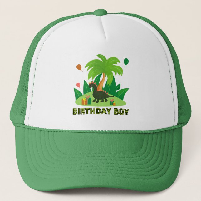 Casquette Petit garçon d'anniversaire de dinosaure (Devant)