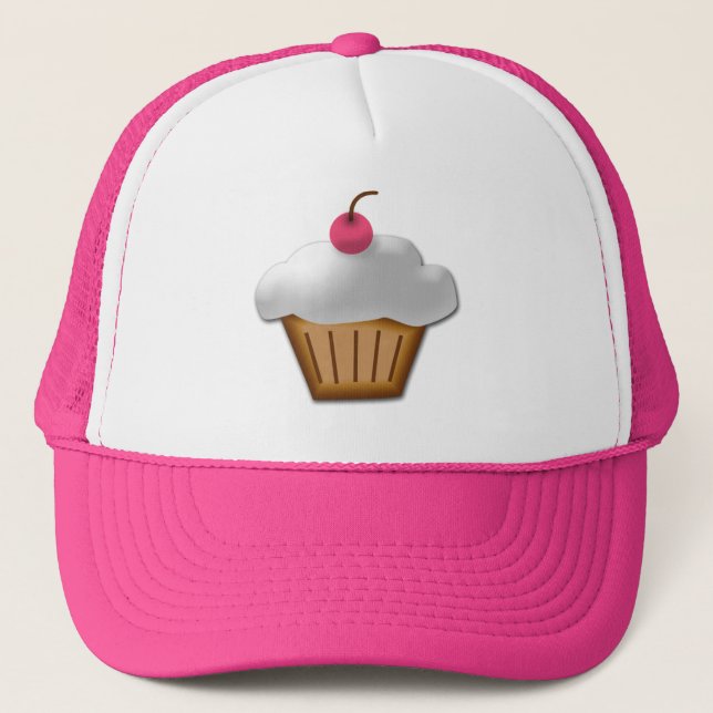 Casquette Petit gâteau de coupe-circuit avec la cerise rose (Devant)