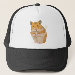 Casquette Petit hamster mignon tenant une fleur
