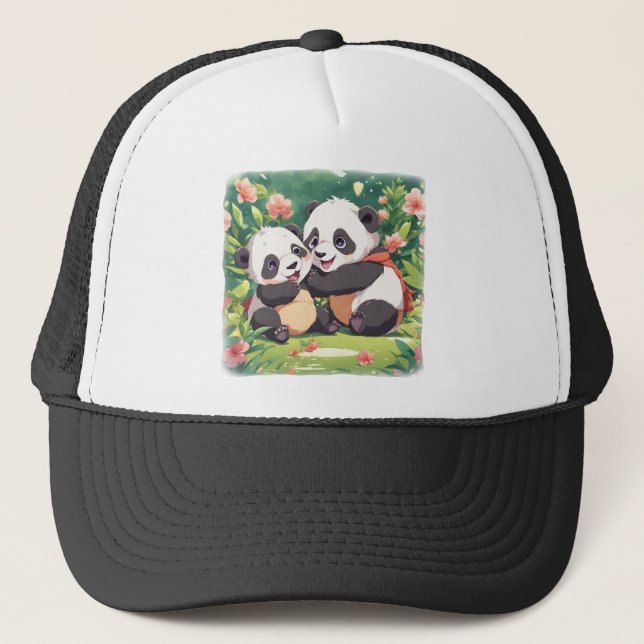 Casquette Petits Pandas Plaisants - Style Anime (Devant)