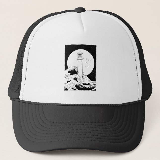Casquette Phare de Bell Rock pleine lune (Devant)
