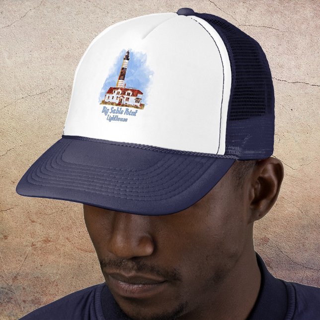 Casquette Phare de Big Sable Point aquarelle - Michigan (Big Sable Point Lighthouse Watercolor - Michigan. Trucker Hat)