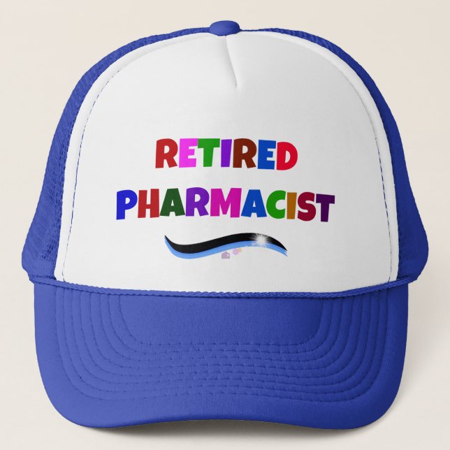Casquette Pharmacien retraité, Conception de texte coloré (Devant)