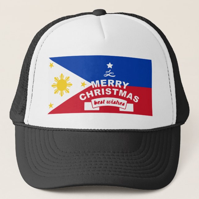 Casquette Philippine Flag Christmas : Joyeux Noël & Meilleur (Devant)