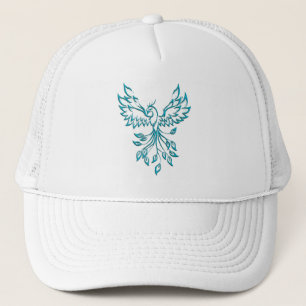 Casquette Phoenix bleu turquoise se lève en blanc