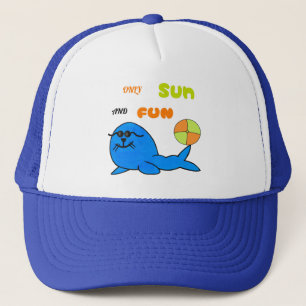 Casquette Phoque bleu drôle avec balle