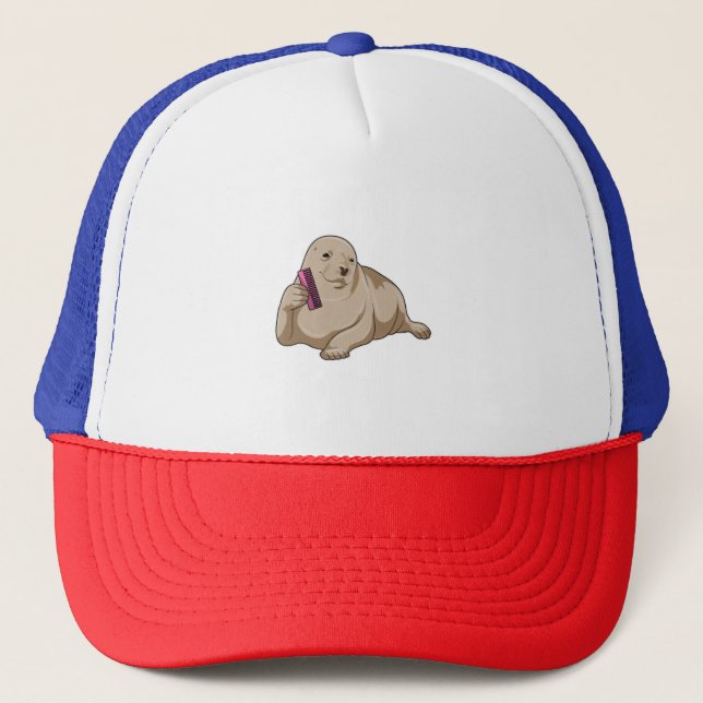 Casquette Phoque coiffeur avec peigne (Devant)