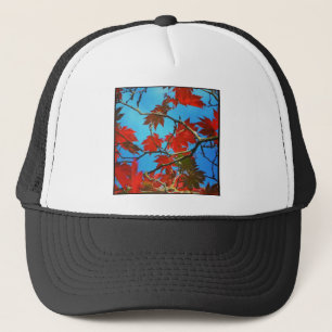 Casquette Photo carré - Feuilles rouges d'automne