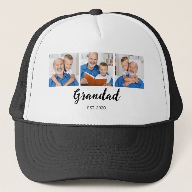Casquette Photo de Grand-père a établi le script moderne 3  (Devant)